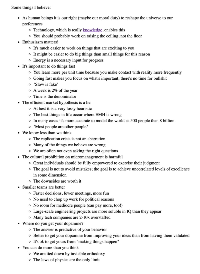 Screenshot of Some Things I Believe on nat.org